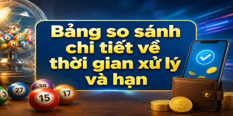 Bảng so sánh chi tiết về thời gian xử lý và hạn mức của từng kênh giao dịch tài chính