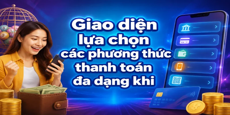 Giao diện lựa chọn các phương thức thanh toán đa dạng khi thực hiện nạp tiền vnloto