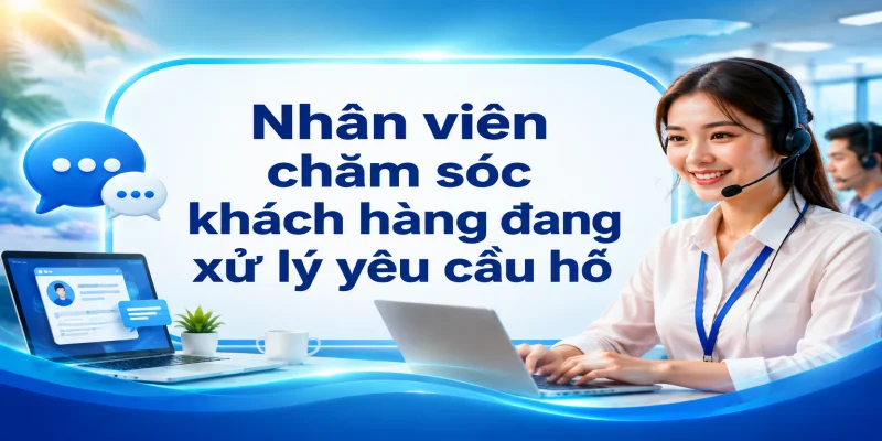 Nhân viên chăm sóc khách hàng đang xử lý yêu cầu hỗ trợ nạp tiền qua hệ thống